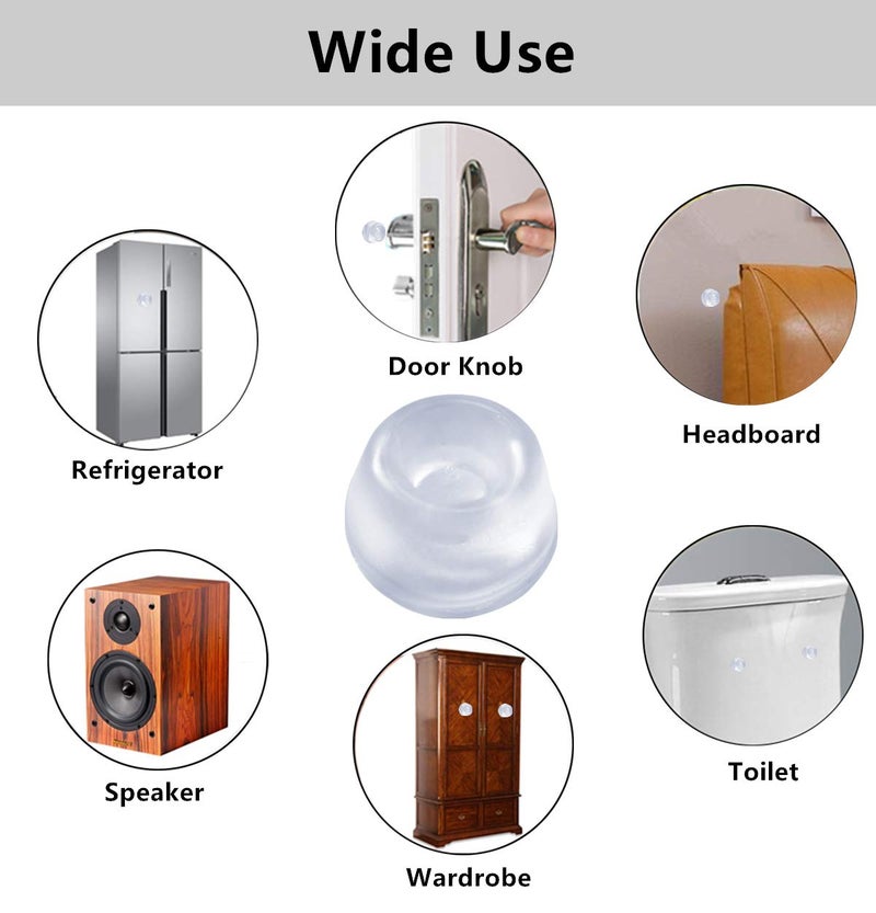 FURNIMATE واقٍ مطاطي لمقبض الباب، واقيات مقبض الباب للجدار، 18 قطعة واقي باب صغير و 20 قطعة وسادة واقية، واقيات توقف الباب، واقي جدار باب الخزانة - Image 4